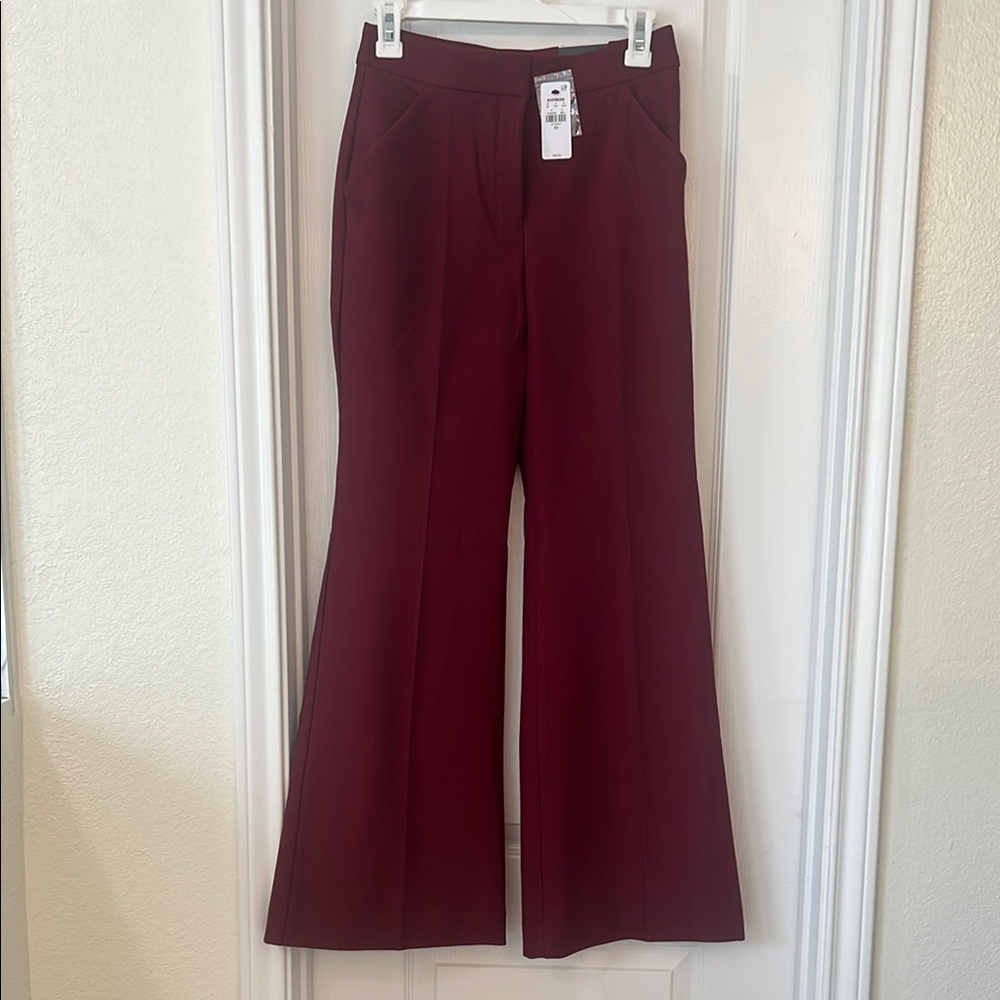 Express Burgundy Flare Pants